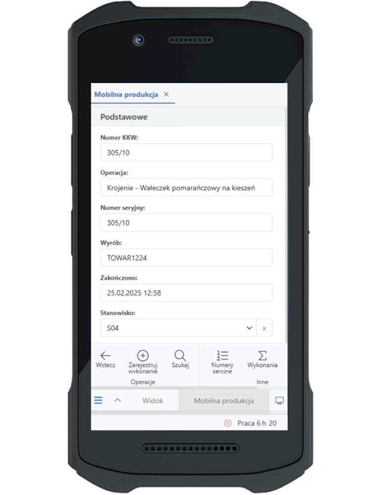 Mobilna rejestracja operacji produkcyjnej