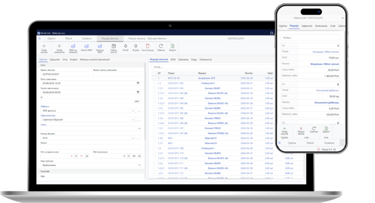 System ERP Vendo Zlecenie produkcyjne