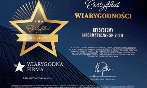 certyfikat wiarygodności